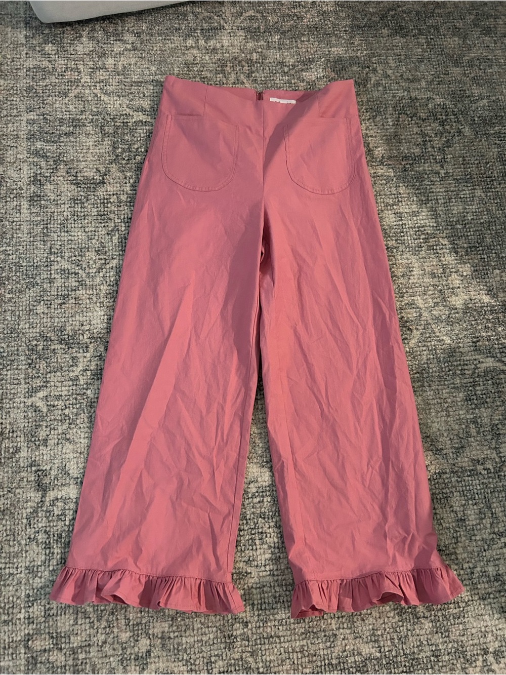 Women’s Pink Ruffle Hem Wide-Leg Pants - M